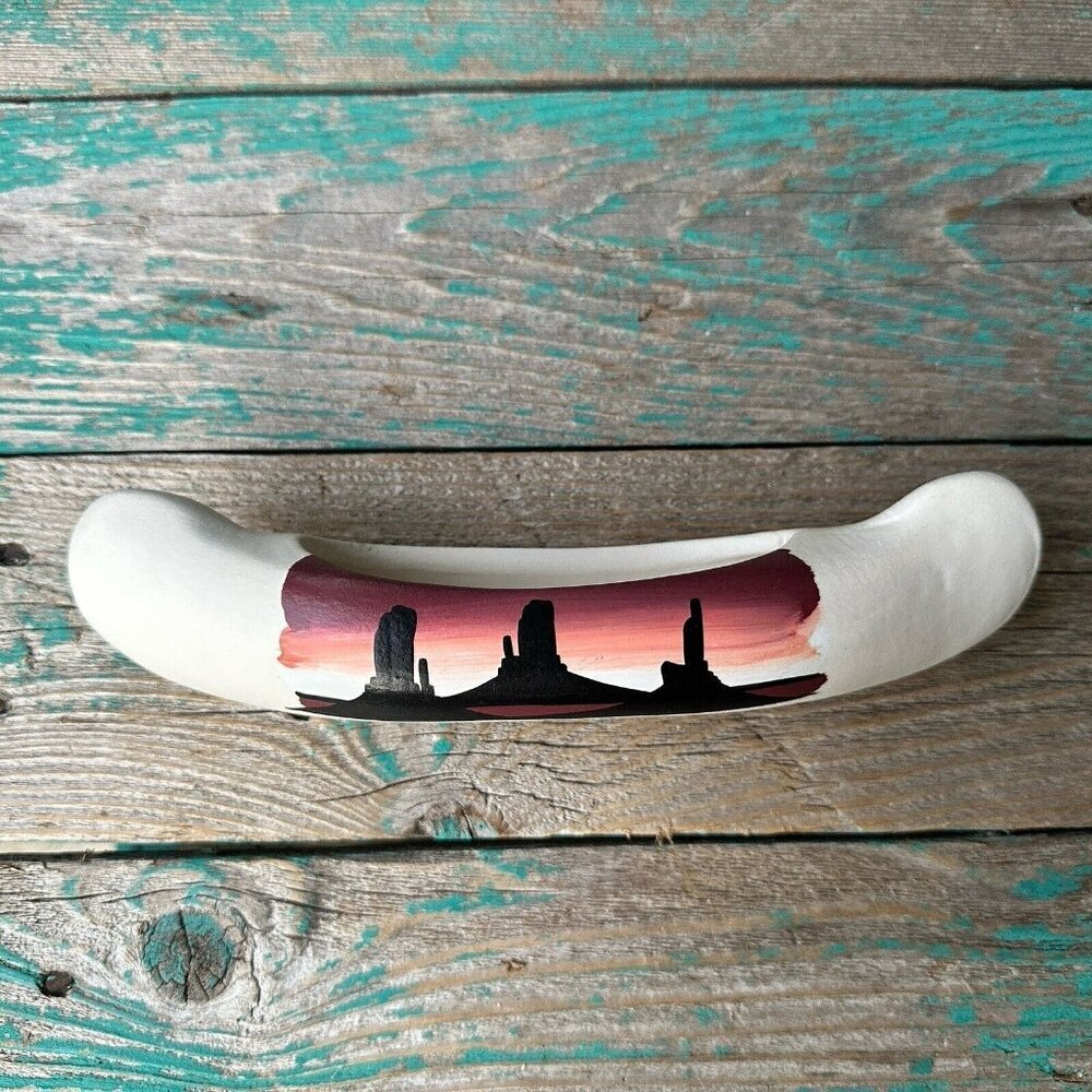 VTG Navajo Pottery Canoe Boat‎ 9 Inch Ceramic Figurine Native American Signed